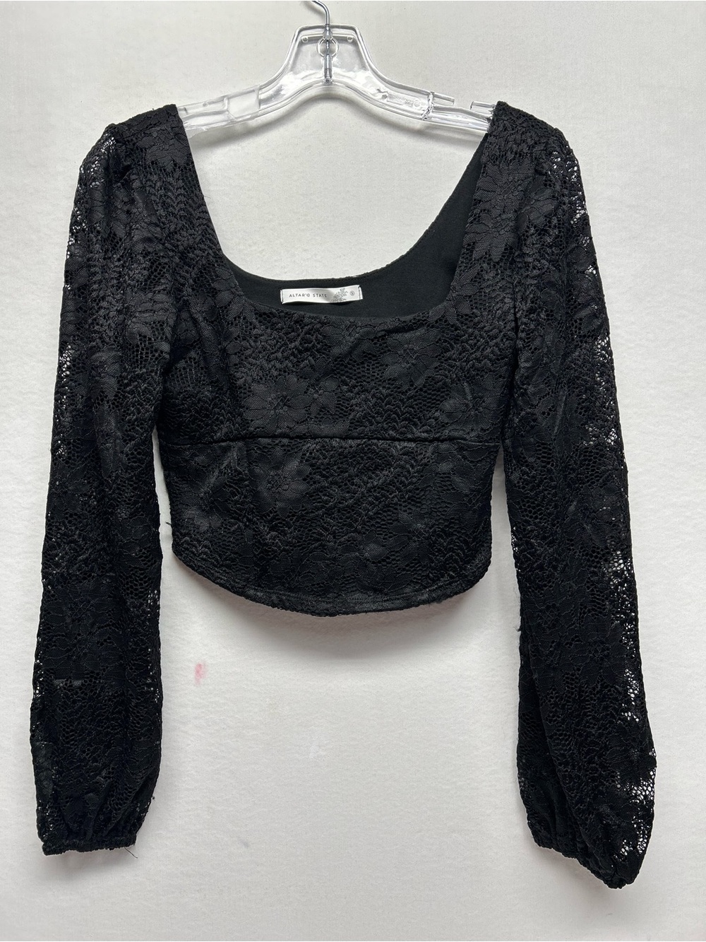 Altar'd State Black Lace Square-Neck Cropped Top